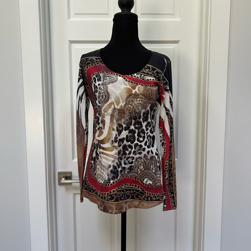 Cache Soft Gray Knit Top